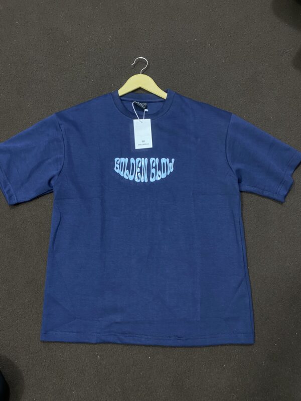Pull & Bear Blue Printed Dropshoulder Tshirt
