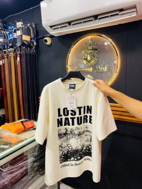 Pull & Bear Lost In Nature Printed Dropshoulder Tshirt