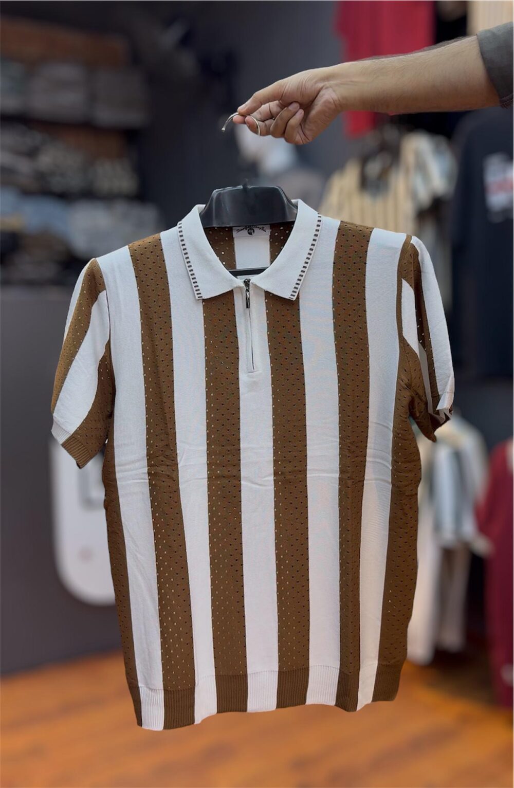 Old Money Knitted  Premium Brown & White Polo