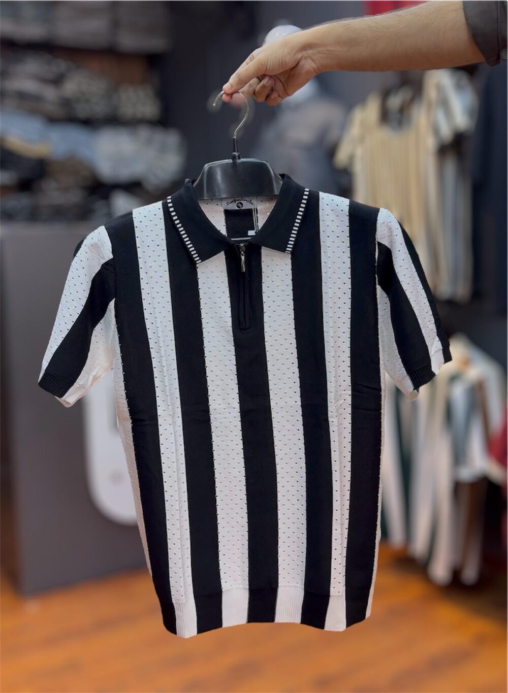 Old Money Knitted  Premium Black & White Polo