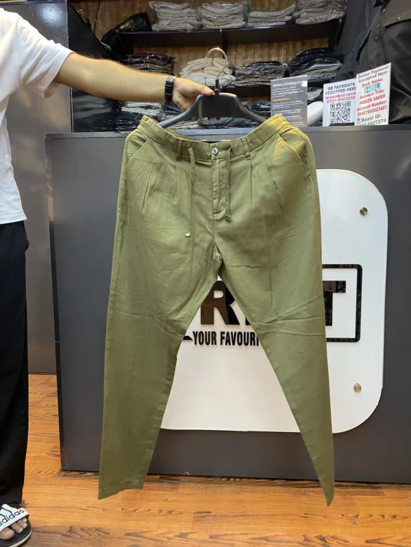 Linen Premium Green Trouser Pants - 34