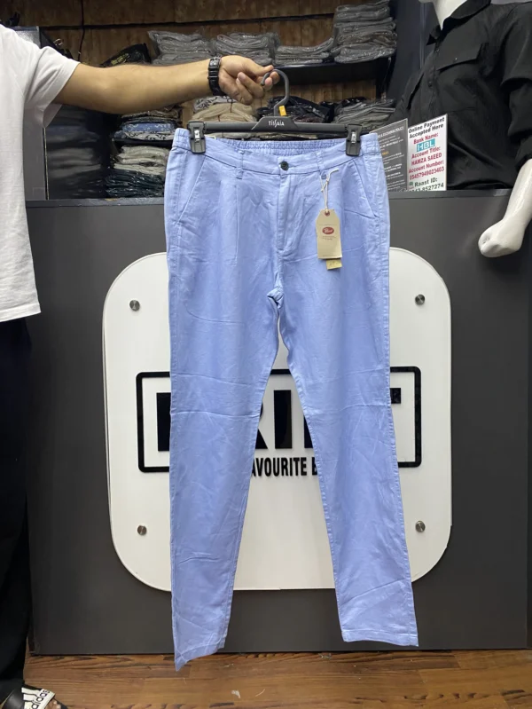 Linen Premium Blue Trouser Pants - 32