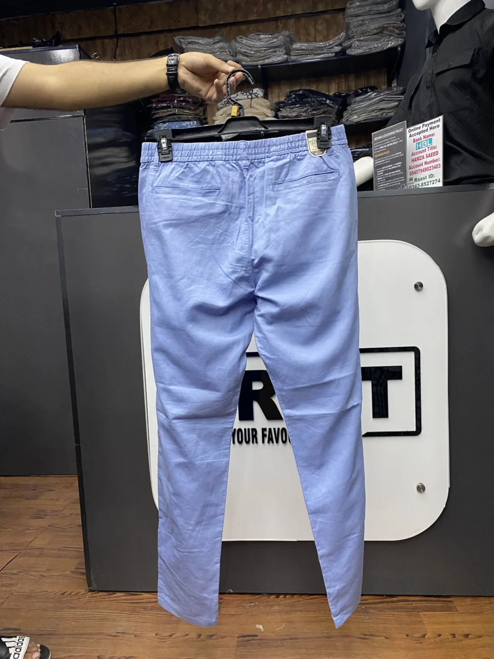 Linen Premium Blue Trouser Pants - Image 2