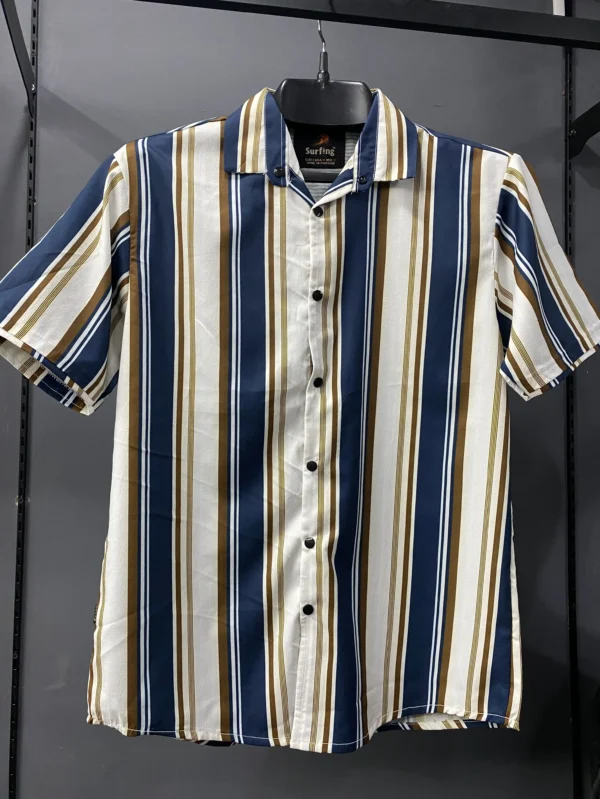Blue Lining Printed Casual Shirt - L