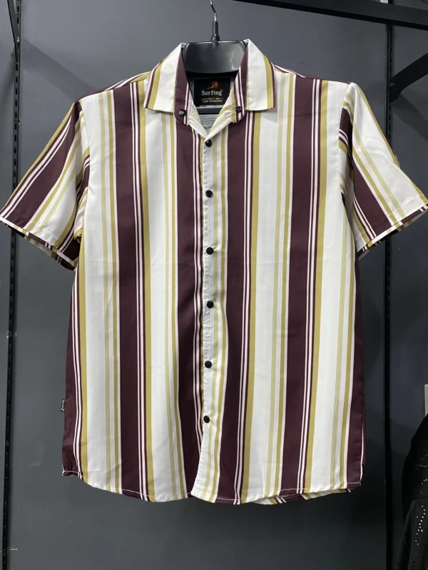Maroon Lining Printed Casual Shirt - XL